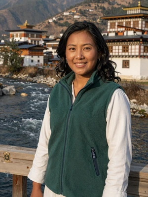 Pema, 29, Bhutanese woman at Paro Valley riverside - meet Bhutanese singles