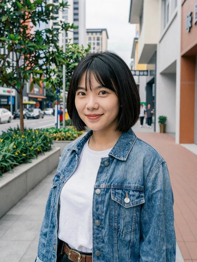 Jing, 24, Chinese woman on Shenzhen walkway - China dating site profile