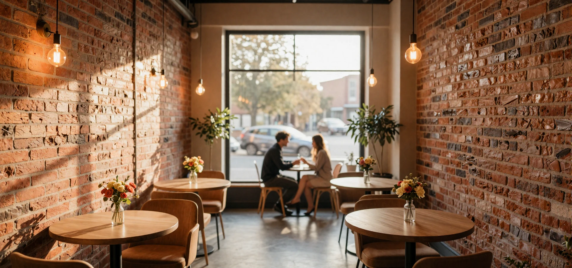 Cozy cafe with warm lighting set for a romantic first date - first date ideas for cross-cultural couples