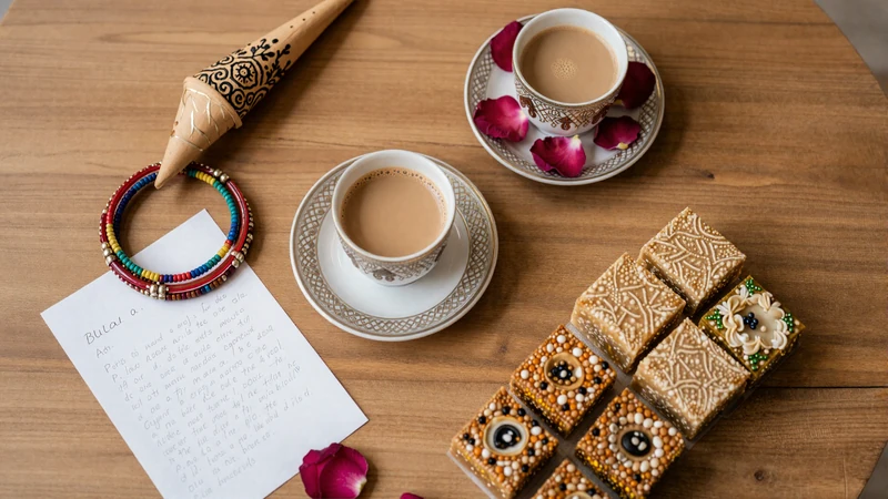 Pakistani cultural items including bangles mehndi and chai representing Pakistani dating traditions