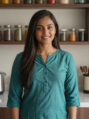 Ananya Reddy, 28, Indian woman in Hyderabad kitchen - family-oriented dating profile on LoveZoneTip
