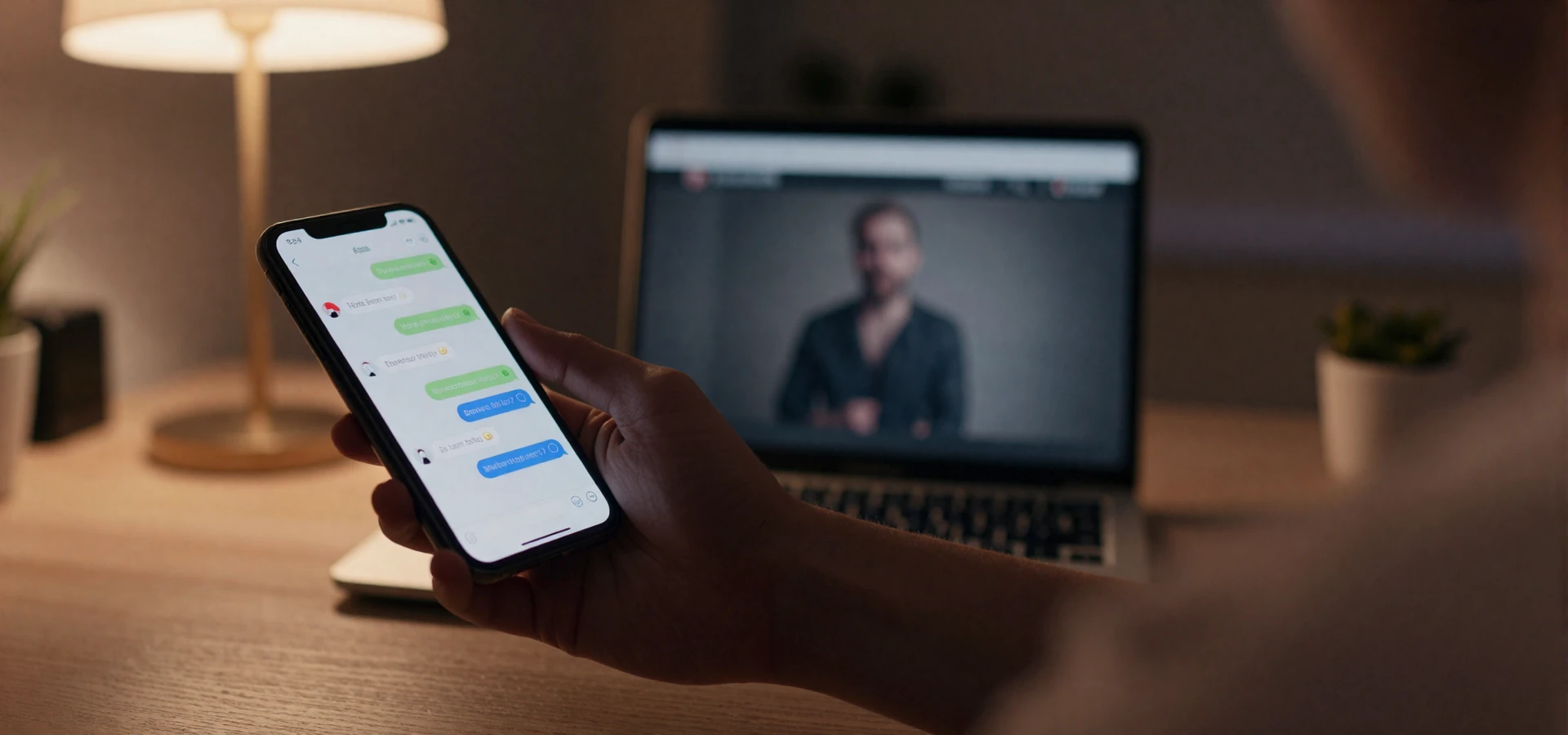 Man checking dating app on smartphone in evening light - online dating safety and red flags awareness